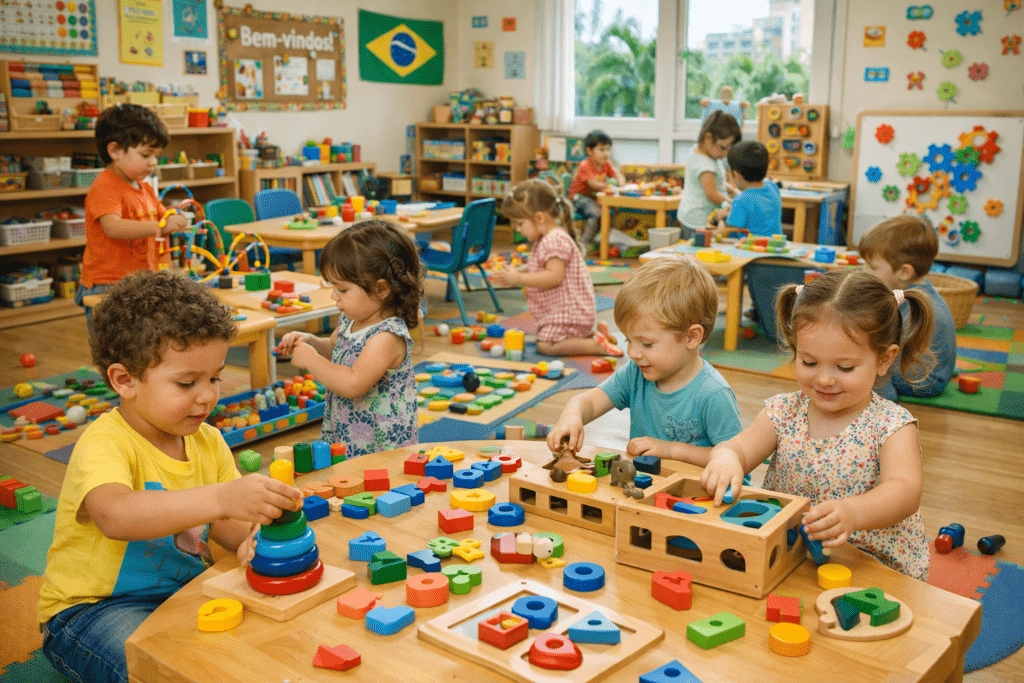 crianças pequenas aprendendo em creche