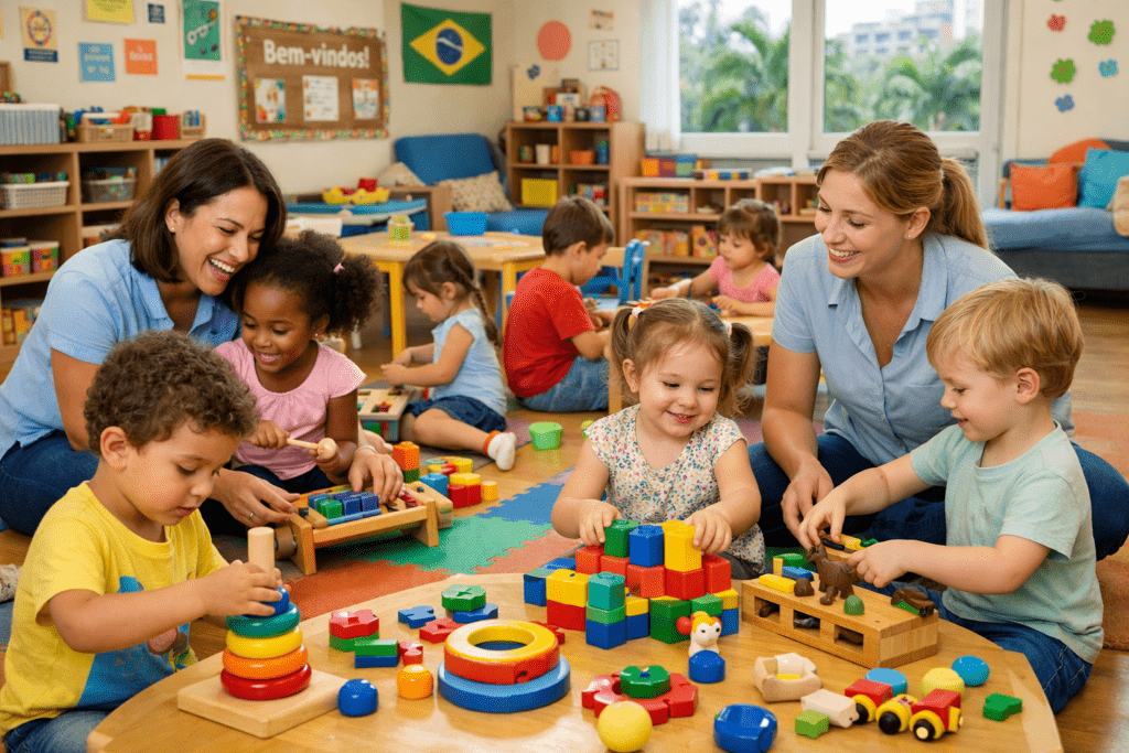 creche na barra da tijuca crianças em atividades educativas na creche peterpan